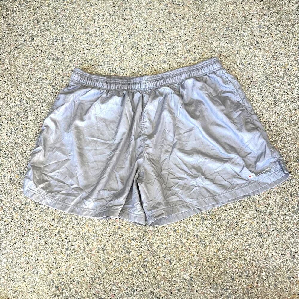 Champion Men's Grey and Silver Drawstring Running Active Sports Shorts 3XL
